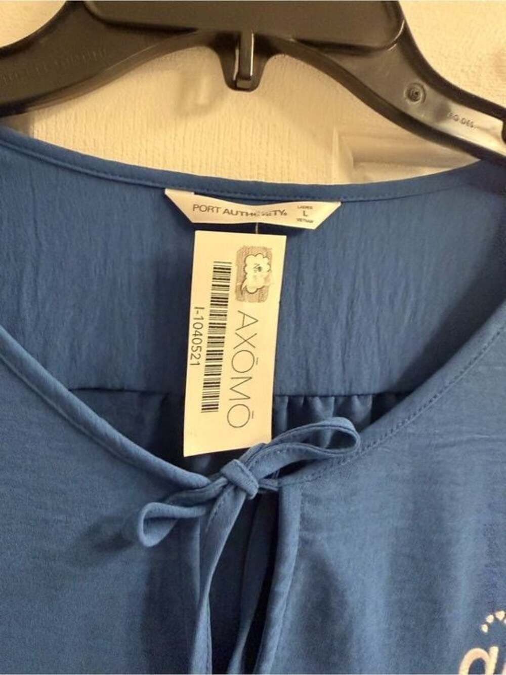 AIS Women's Blue Long-Sleeve Tie-Neck Top Sz L - Picture 4 of 8